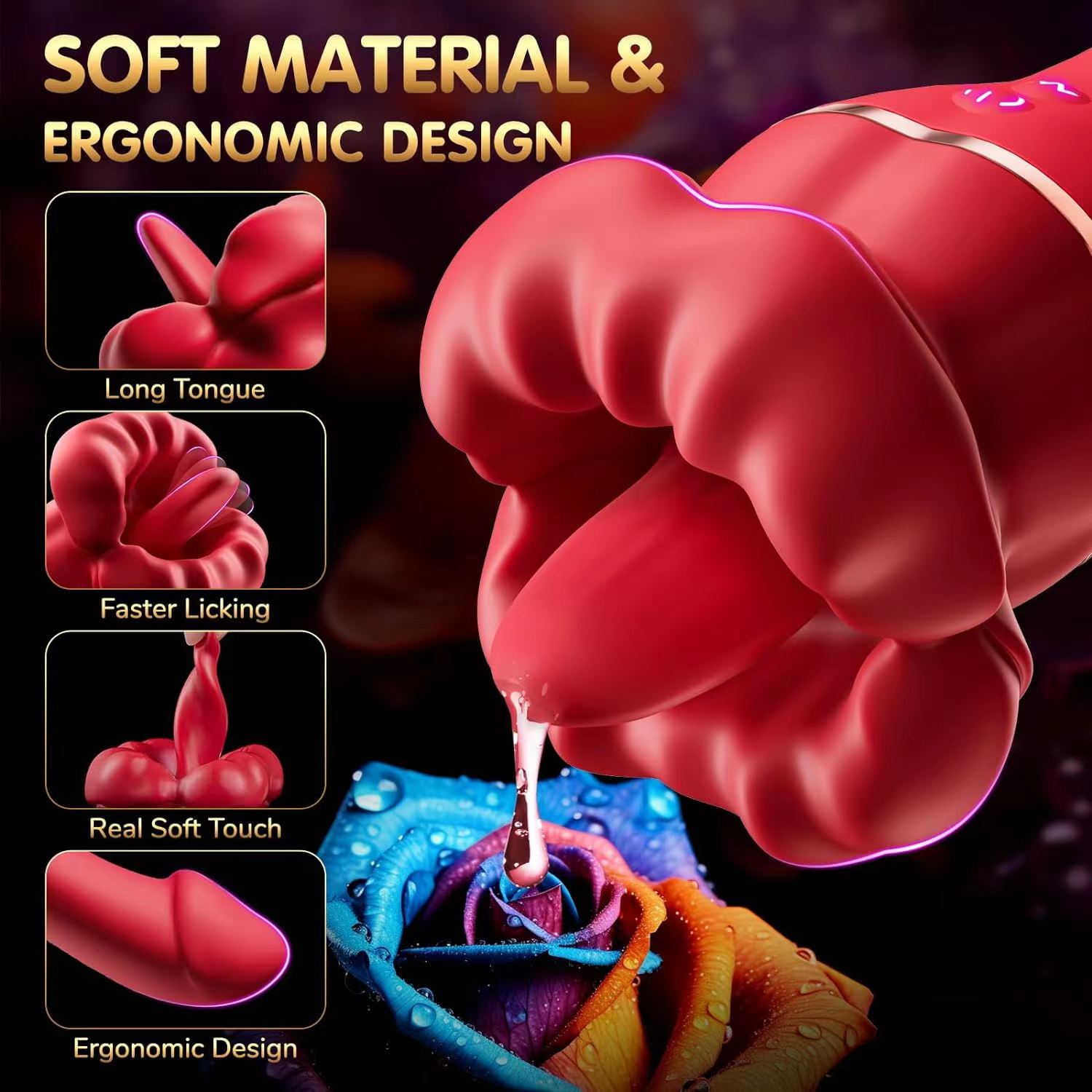 Soul Flame Red Lips – Powerful Licking & Vibrating Wand for Sensual Bliss - Orgasm of Soul