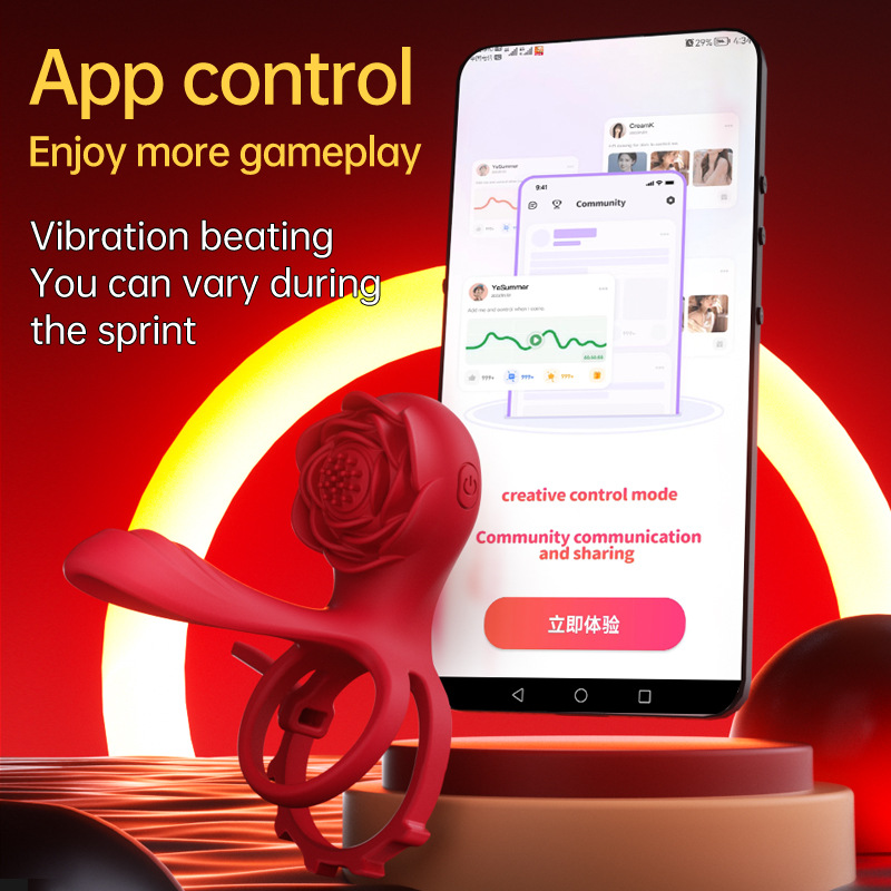 Orgasmofsoul Rose Double Vibration Locking Ring – APP-Controlled & Powerful Pleasure - Orgasm of Soul