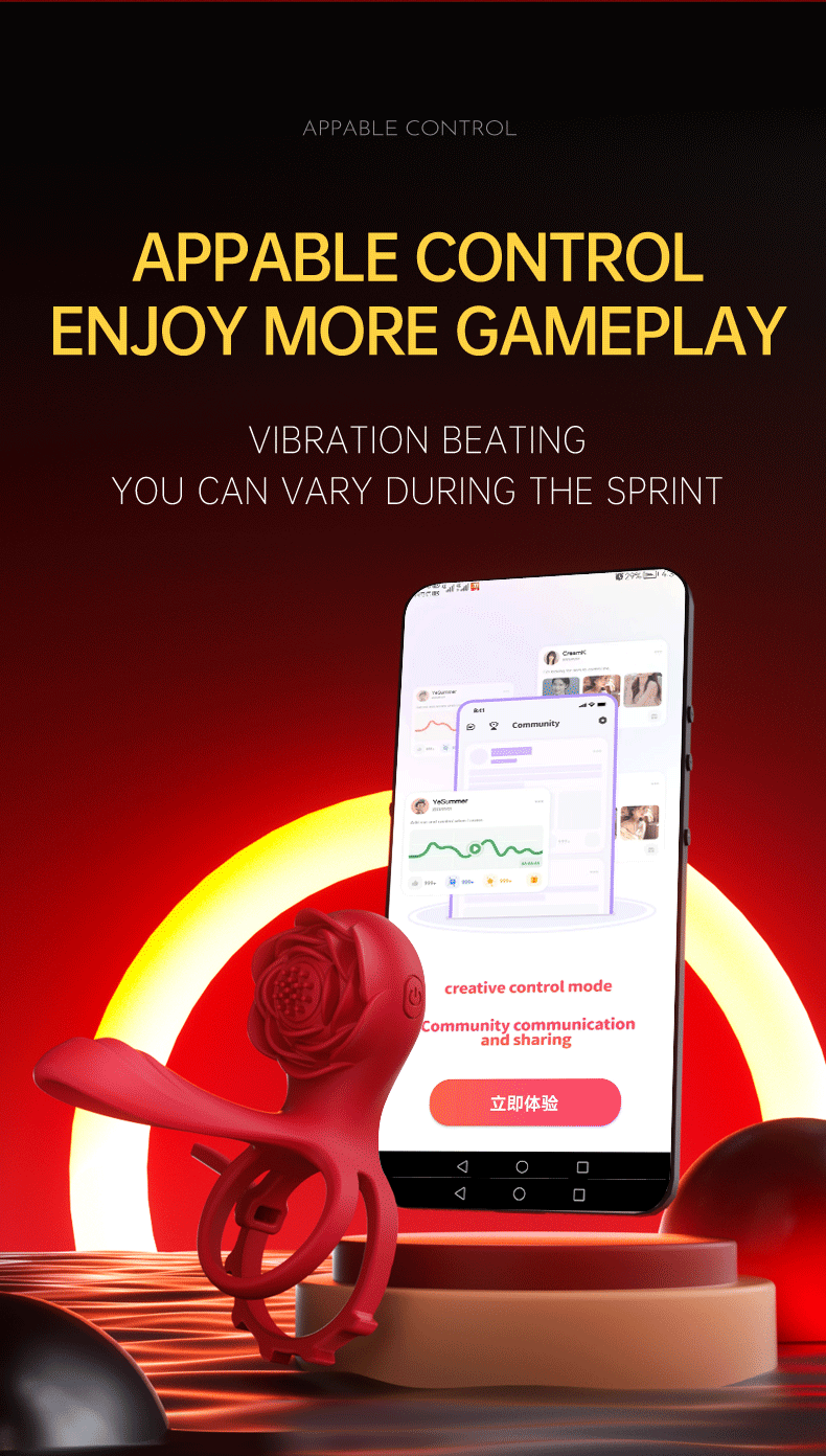 Orgasmofsoul Rose Double Vibration Locking Ring – APP-Controlled & Powerful Pleasure - Orgasm of Soul