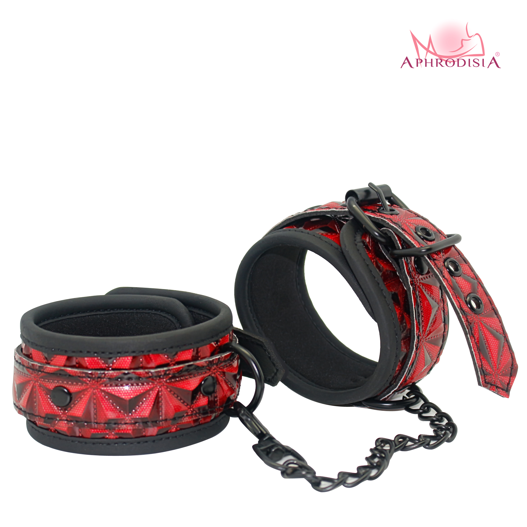 Orgasmofsoul Diamond Pattern Wrist Cuffs – Elegant & Adjustable Restraints - Orgasm of Soul